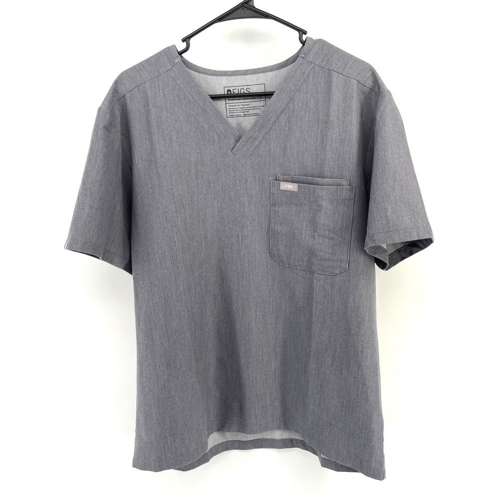 FIGS Technical Collection V Neck‎ Scrub Top Gray Size L Nurse
